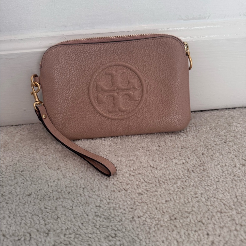 Tory Burch Beige Leather Wristlet